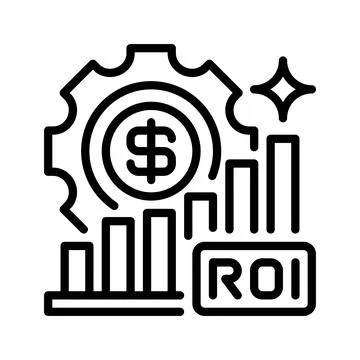 ROI Optimization Gear Line Icon, Outline Symbol for Process Improvement, Fi.. Stock Illustration