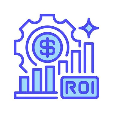 ROI Optimization Gear Line Icon, Outline Symbol for Process Improvement, Fi.. Stock Illustration