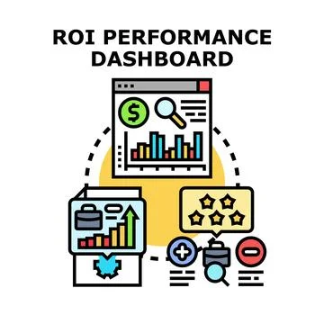 Roi performance dashboard analyzing business financial data Illustrazione stock