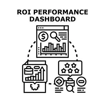 Roi performance dashboard analyzing business financial data Stock Illustration