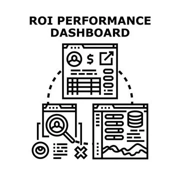 Roi performance dashboard analyzing business data and metrics Stock Illustration