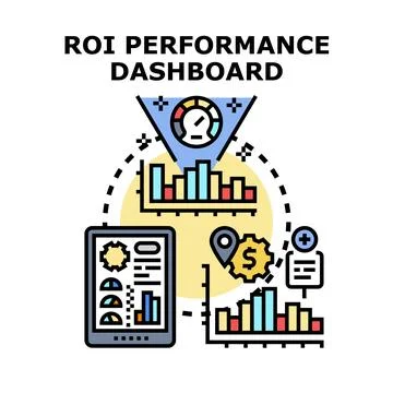 Roi performance dashboard displaying business analytics metrics イラスト素材