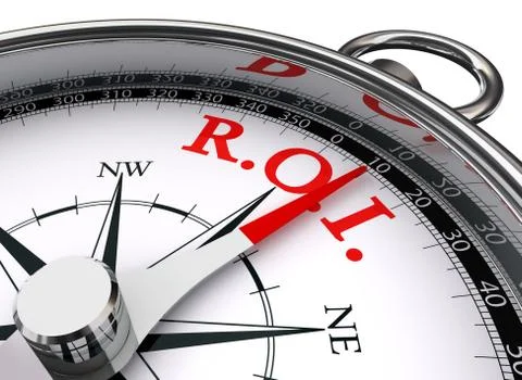 Roi red word on concept compass Illustrazione stock