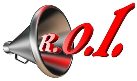 Roi red word in megaphone Stock Illustration