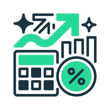 ROI Simulation Line Icon, Outline Symbol for Financial Forecasting, Perform.. Illustrazione stock