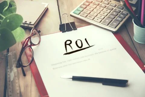 Roi text on page Stock Photos