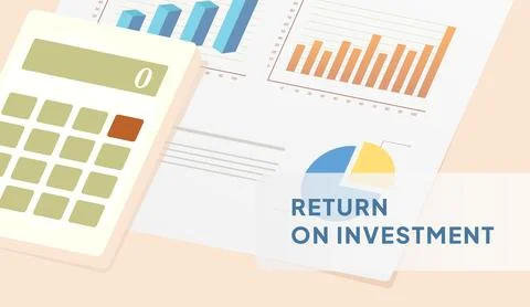 ROI vector illustration - banner header depicting financial income, investment Stock Illustration