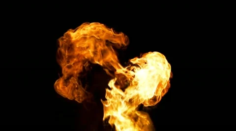 Roiling Gouts of Flame Burning with Fanciful Shapes Stock Footage 12399149