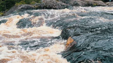 Roiling Water of Mountains River Stock Footage 138832879