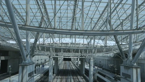 Roissy station train arrival Stock Footage 105873262