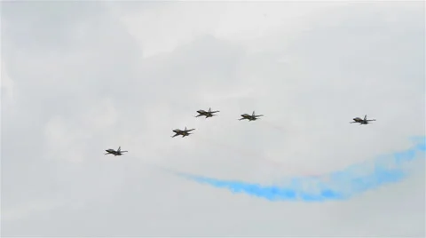 The ROKAF Black Eagles during the Aerobatic Flying Displays at Singapore Airshow Stock Footage 67170133