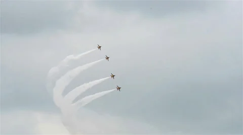 The ROKAF Black Eagles during the Aerobatic Flying Displays at Singapore Airshow Stock Footage 67170442