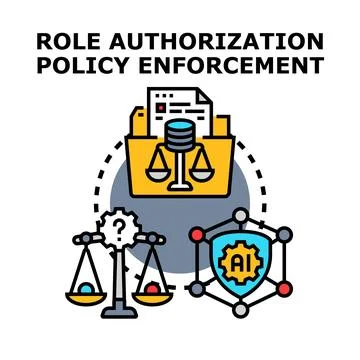 Role authorization policy enforcement governing access 스톡 일러스트