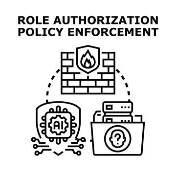 Role authorization policy enforcement system icon concept イラスト素材