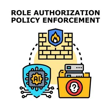 Role authorization policy enforcement system icon concept Stock Illustration
