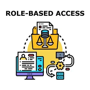 Role based access managing digital information security policy 库存插图