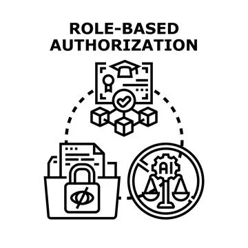 Role based authorization concept illustration for access management Stockillustratie