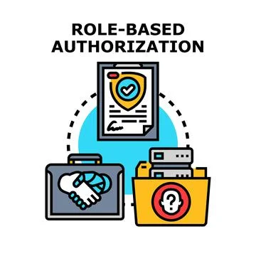 Role based authorization system managing user access rights Stock Illustration