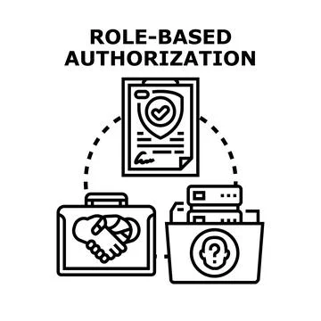 Role based authorization system managing user access rights Stock Illustration