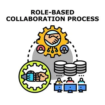 Role based collaboration process for teamwork and management Stock Illustration