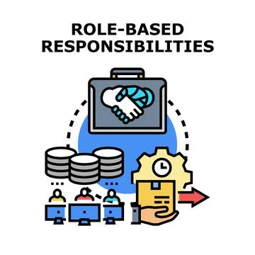 Role based responsibilities business process managing team workflow Stock Illustration