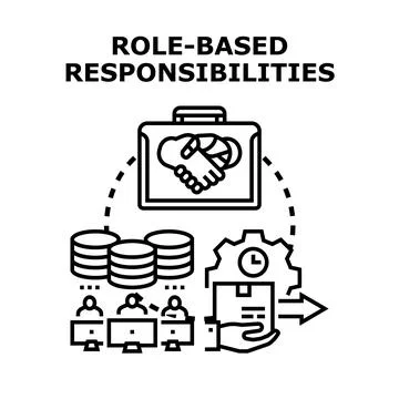 Role based responsibilities business process managing team workflow Stock Illustration