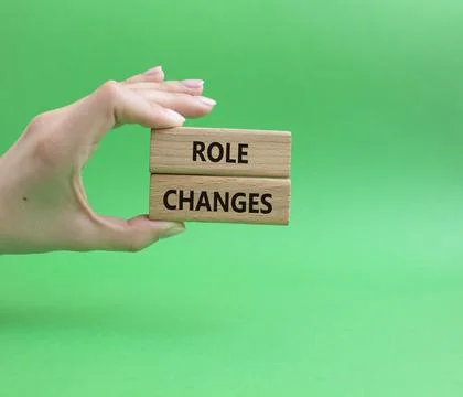 Role changes symbol. Concept words Role changes on wooden blocks. Businessman 스톡 사진