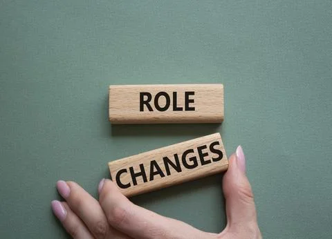 Role changes symbol. Concept words Role changes on wooden blocks. Beautiful.. Stock Photos
