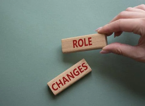 Role changes symbol. Concept words Role changes on wooden blocks. Beautiful.. Stockfoto's