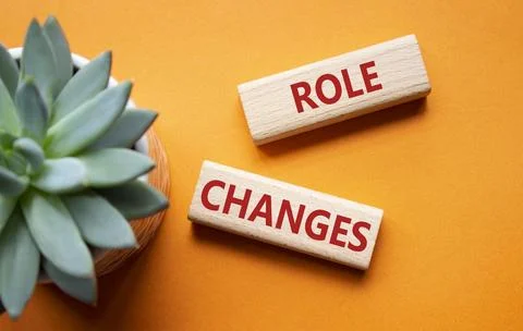 Role changes symbol. Concept words Role changes on wooden blocks. Beautiful.. Stockfoto's