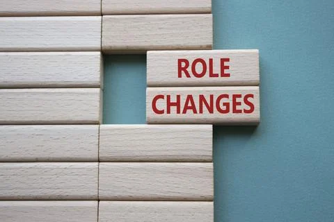 Role changes symbol. Concept words Role changes on wooden blocks. Beautiful.. Stock Photos