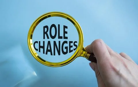 Role changes symbol. Concept words Role changes on magnifying glass. Busine.. Stock Photos