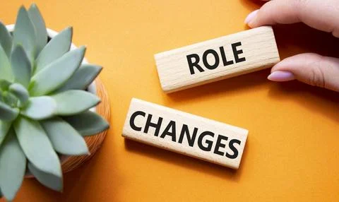 Role changes symbol. Concept words Role changes on wooden blocks. Businessm.. Stock Photos