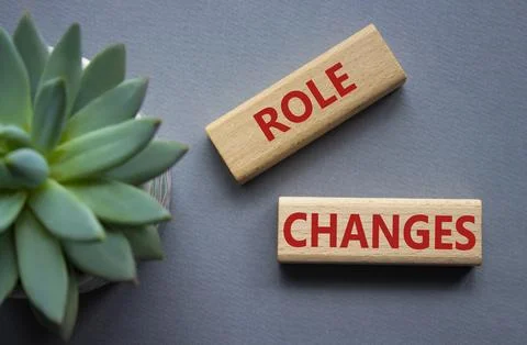 Role changes symbol. Concept words Role changes on wooden blocks. Beautiful.. Stock Photos