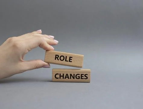 Role changes symbol. Concept words Role changes on wooden blocks. Beautiful.. Stockfoto's