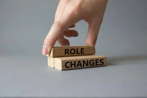 Role changes symbol. Concept words Role changes on wooden blocks. Businessm.. Stock Photos