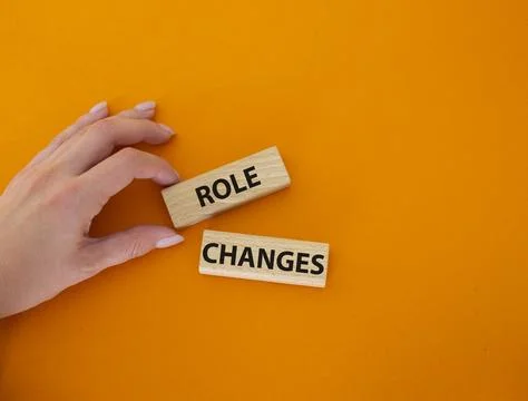 Role changes symbol. Concept words Role changes on wooden blocks. Beautiful.. Stock Photos