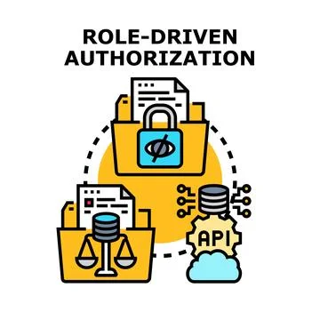 Role driven authorization granting access to data Stock Illustration