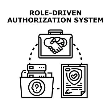 Role driven authorization system concept vector illustration Stock Illustration