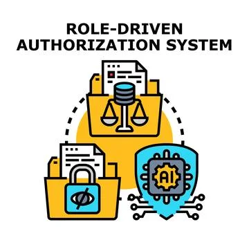 Role driven authorization system restricting access to digital data イラスト素材