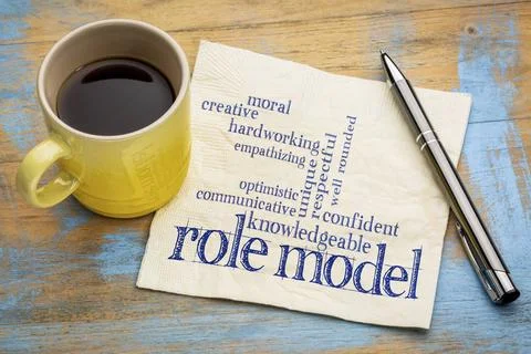 Role model qualities role model qualities word cloud -handwriting on a nap... Stock Photos