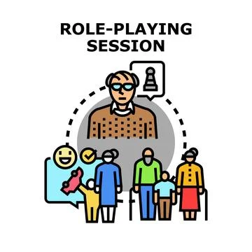 Role playing session for diverse generation group Stock Illustration