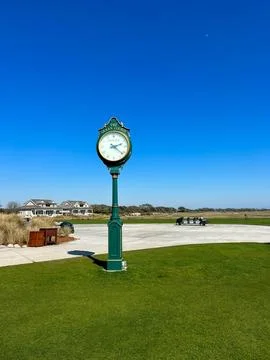 The Rolex Clock at the Ocean Course Golf Course on Kiawah Island in South C.. Stock Photos