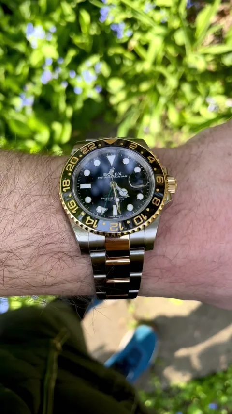 Rolex GMT Master ii Gold Steal watch Stock Footage 191703885