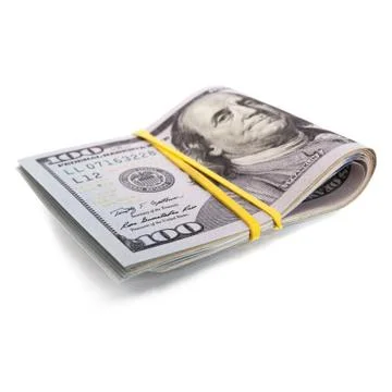Roll of 100 bill dollars Stock Photos