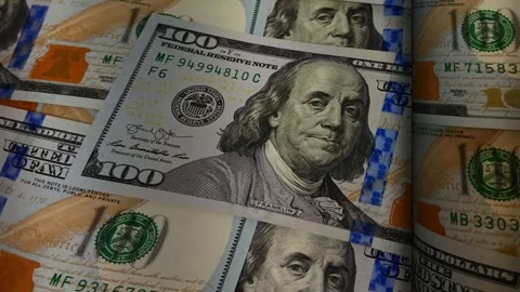 Roll of 100 Dollar Bills with Waves, Money, Cash, Exclusive, Business Background Stock Footage 300877985