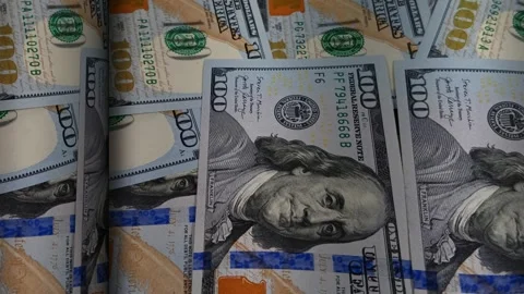 Roll of 100 Dollar Bills with Waves, Money, Exclusive, Cash, Business Background Stock Footage 300877987