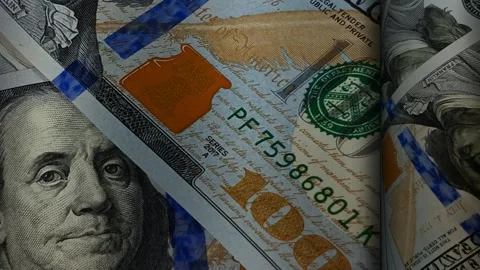 Roll of 100 Dollar Bills with Waves, Money, Business Background, Exclusive, Cash Stock Footage 300878027