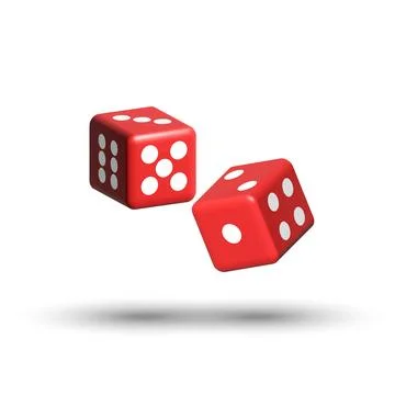 Roll of the 3d two red dices with white dots isolated a white background, s.. Stock Illustration