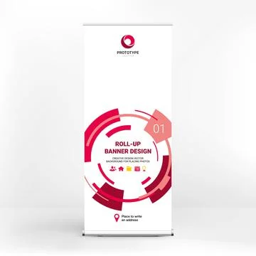 Roll-up advertising banner, dynamic design, stand template for conferences, b Illustrazione stock